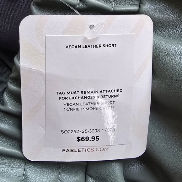 Fabletics, New, Smoke Green Vegan Leather High Waisted Pull-on Shorts, Size 1X - Picture 6 of 9